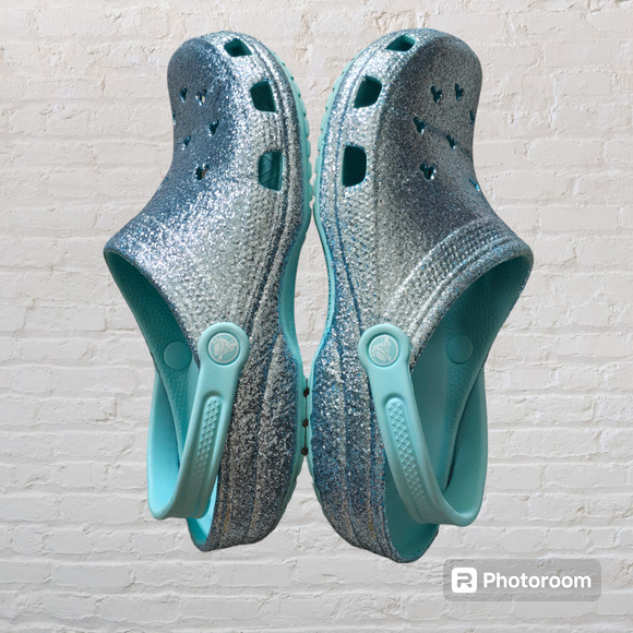 Crocs Limited Disney Parks Arendelle Aqua Glitter Mickey Mouse, Size W12/M10 - Picture 3 of 6